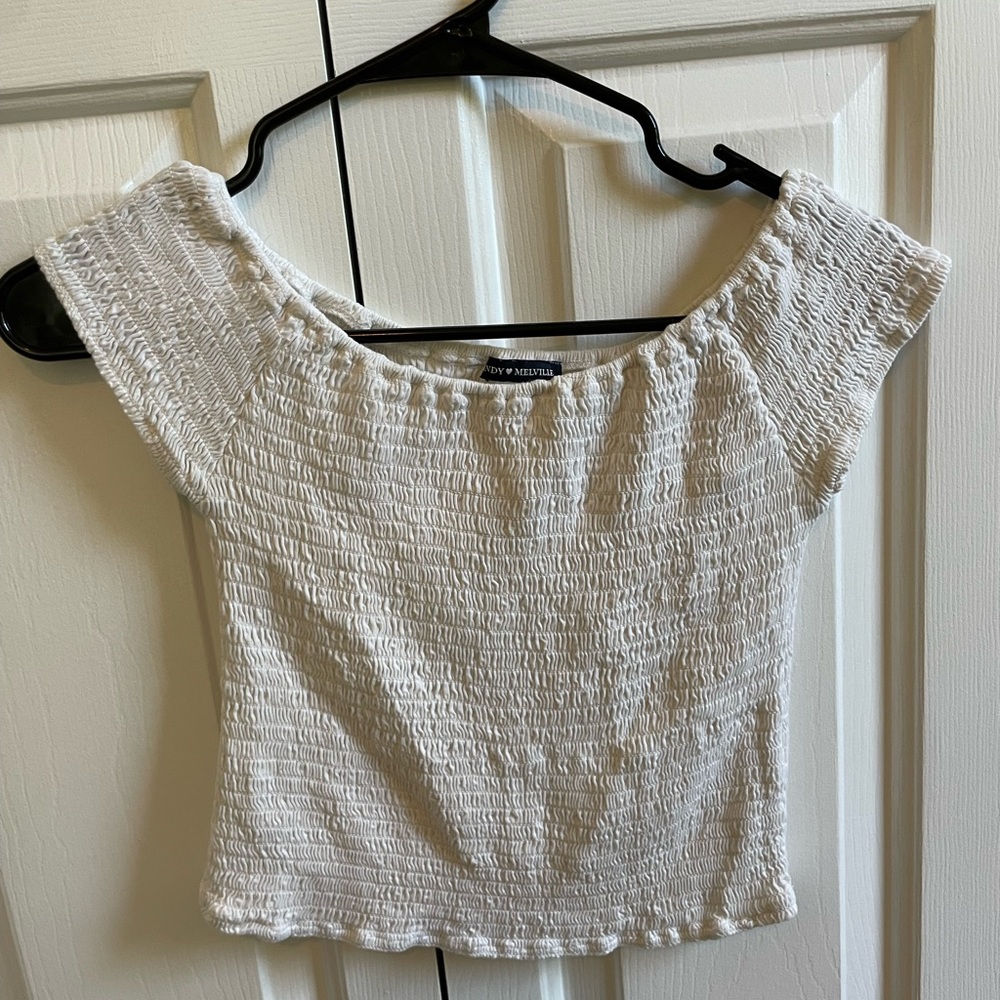 Brandy Melville white ruched crop top